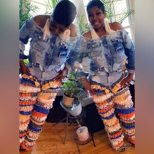 Freestyle distress Colorful Ruffle Pants